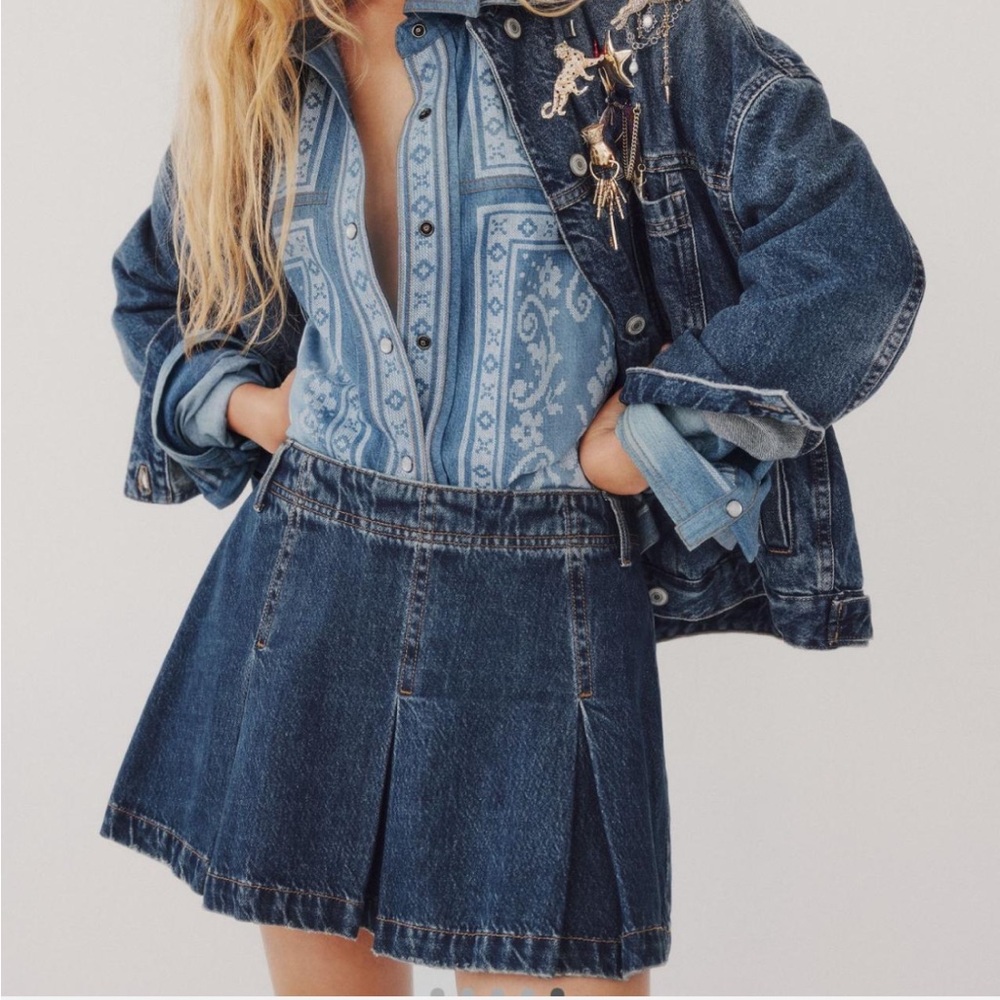 We The Free Madison Ave Denim Mini Skirt